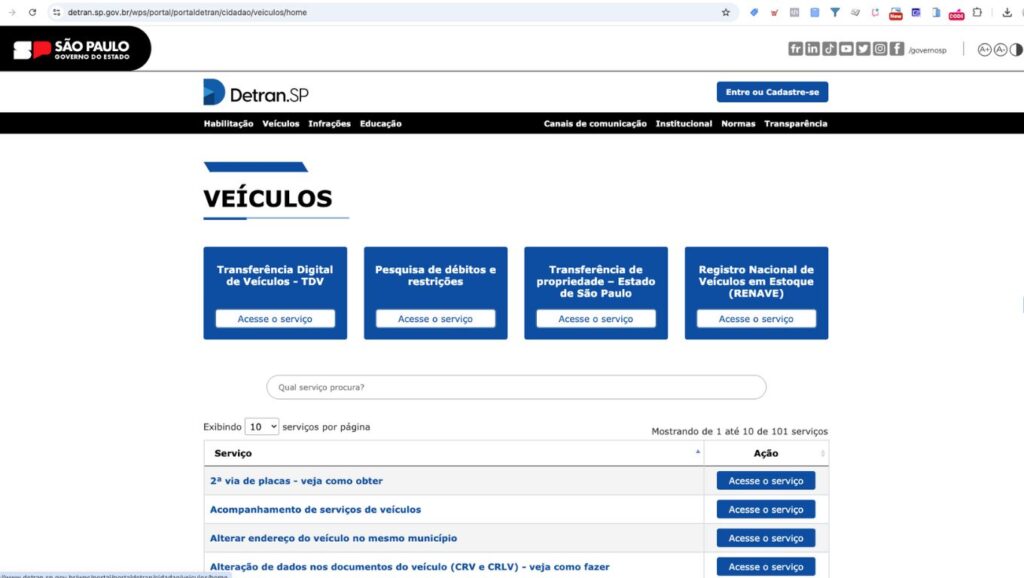 Consultando no Detran da sua cidade